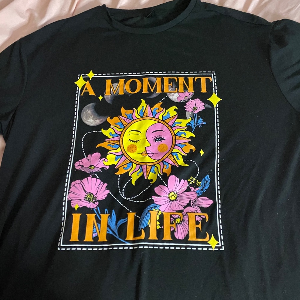 Black Graphic Tee from Shein
